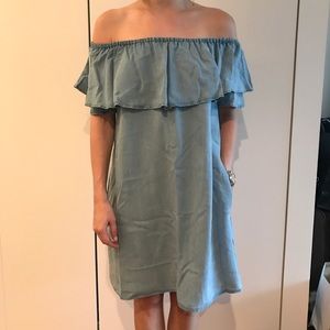 Off the shoulder chambray dress