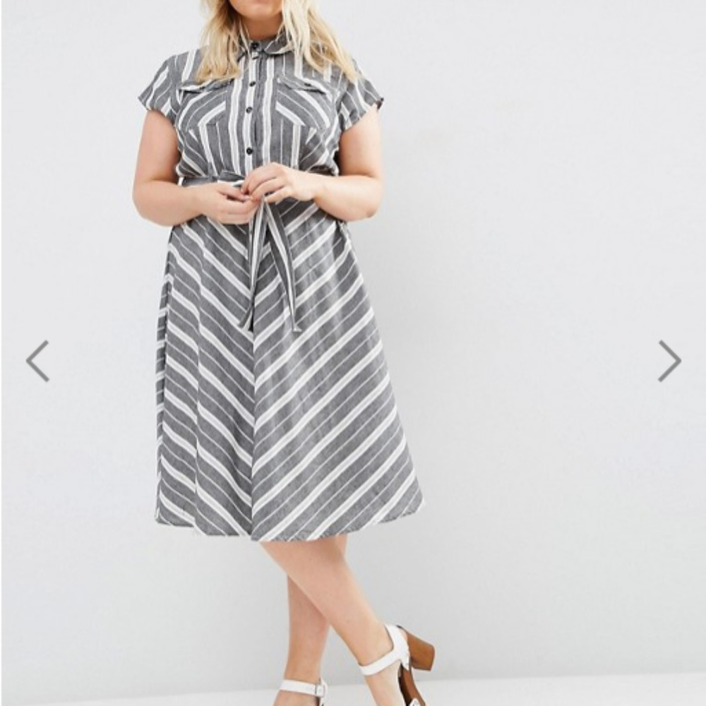 ASOS Curve Tie Waist Midi Shirt Dress
