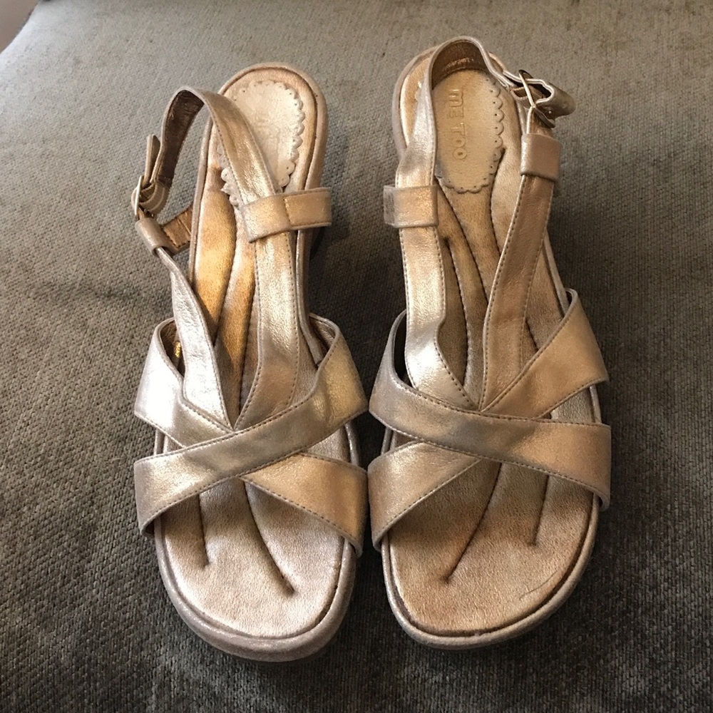 Gold Metallic Wedge Sandals