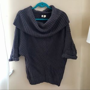 Anthropologie nubby grey-blue cowl neck sweater