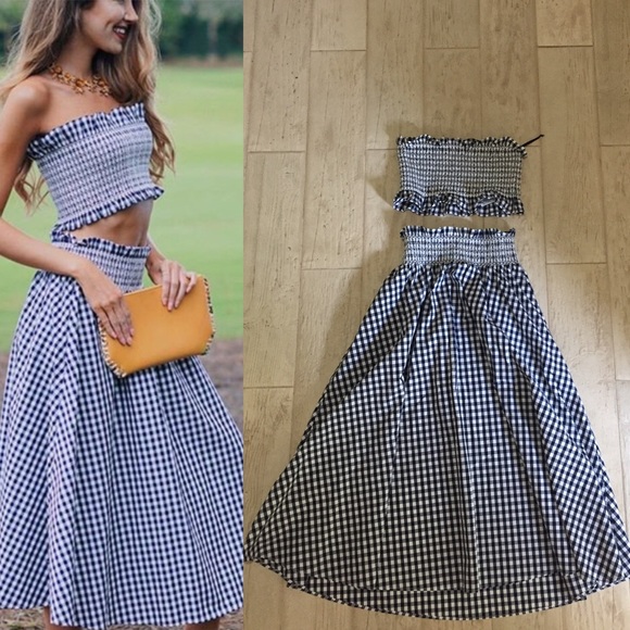 zara gingham skirt set