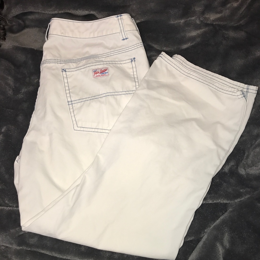 POLO JEANS CO. White Pants w/Blue Stitching! Cute!