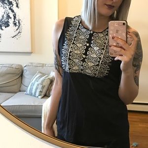 J. Crew embroidered navy tank