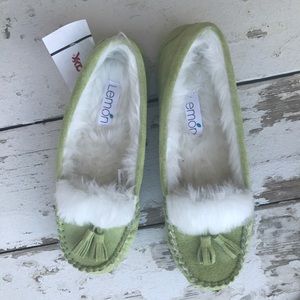 green slipper moccasins