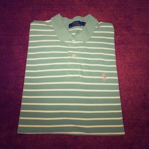 Polo Ralph Lauren teal/white SS shirt sz L