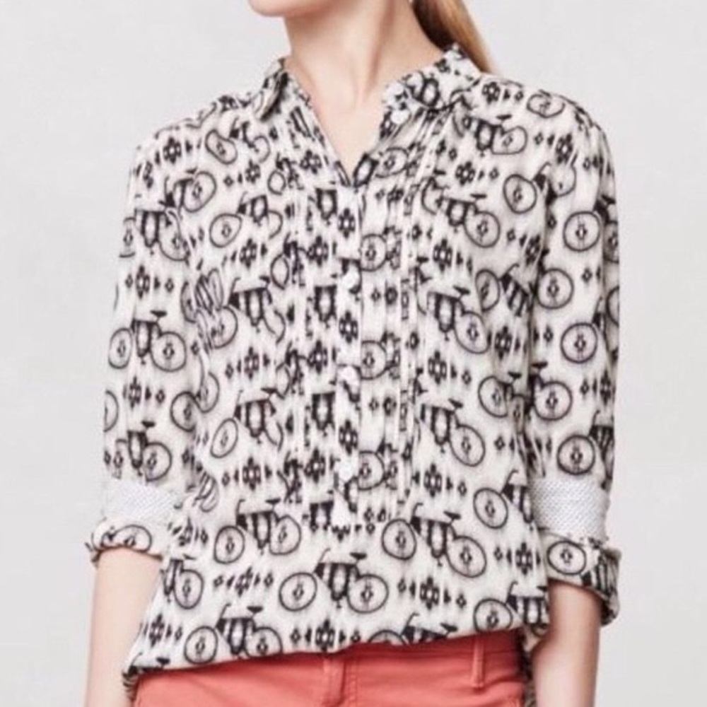 Anthropologie Maeve "Anni Popover" Bicycle Blouse