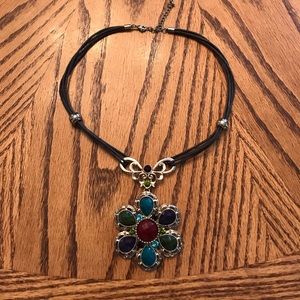 Multicolor Jeweled Flower Necklace