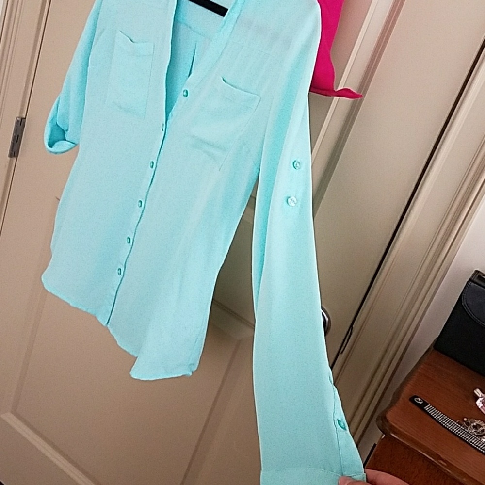 Blue Express Button Down Shirt - image 3