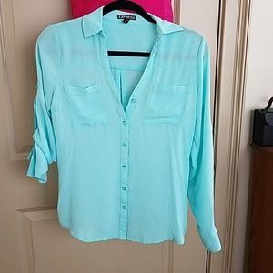 Blue express button down shirt