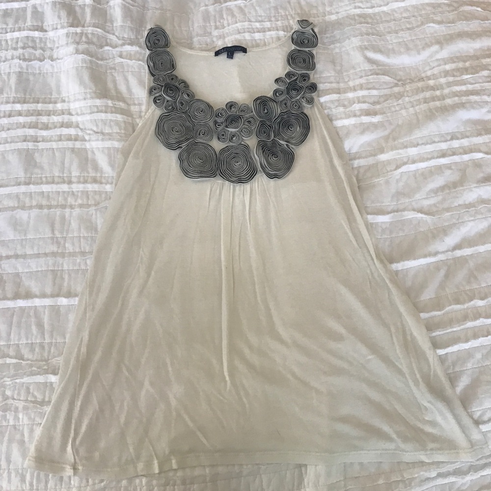 Black and White Fabric Rosettes Tank Top