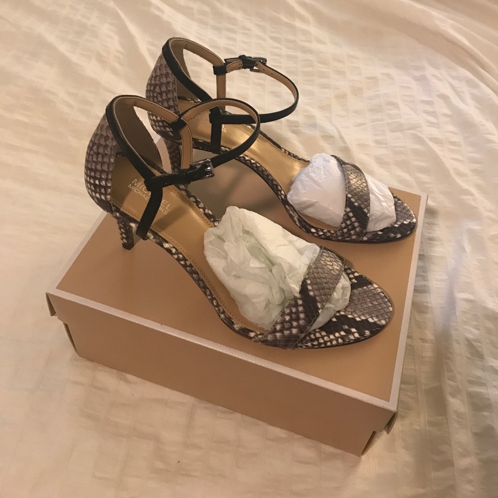 Michael Kors Simone Mid Sandal - Embossed Leather