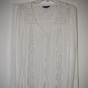 White Lace Button Down