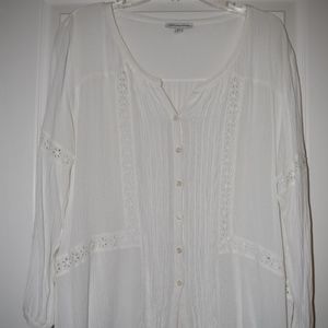 White Lace Button Down Shirt