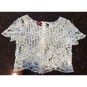 Bebe Mint Crochet Crop Top