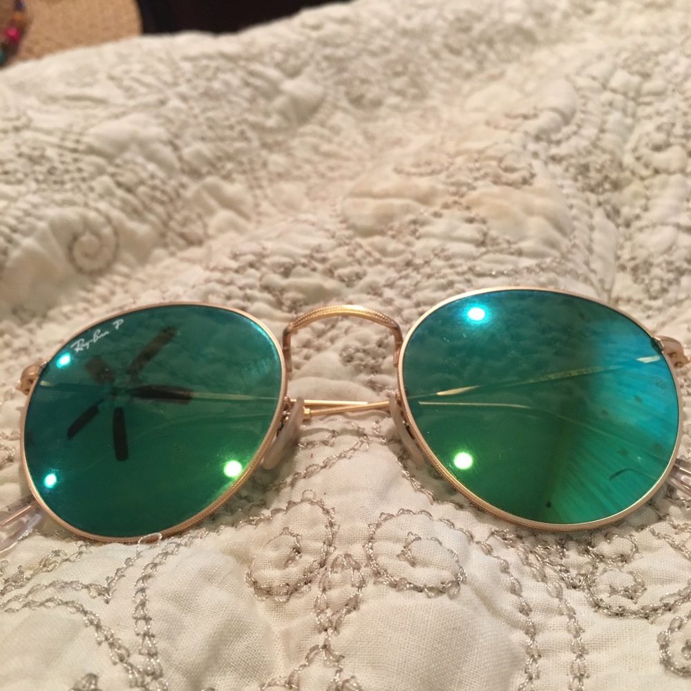 Authentic Original Gold Round Mirrored Raybans