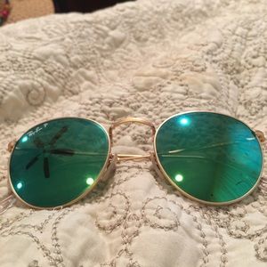 Authentic Original Gold Round Mirrored Raybans