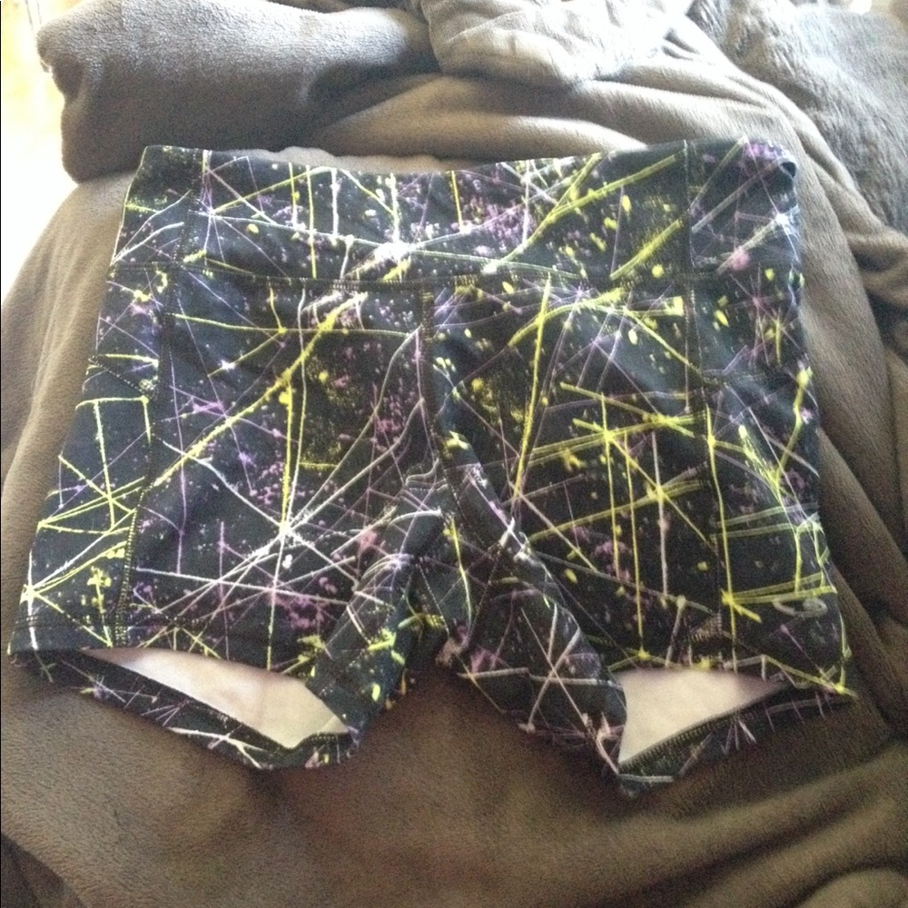 Splatter paint pattern work out shorts