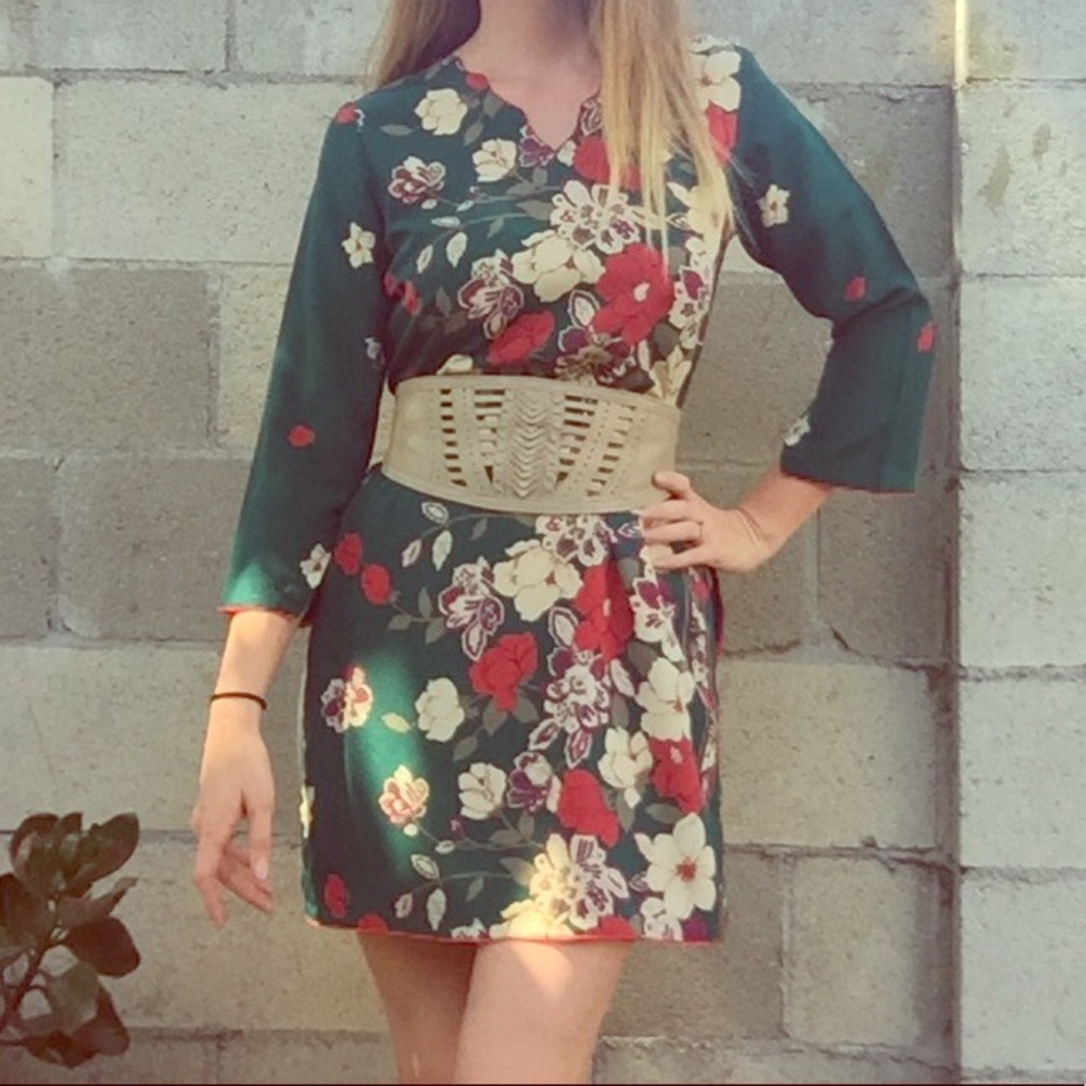 Green floral dress