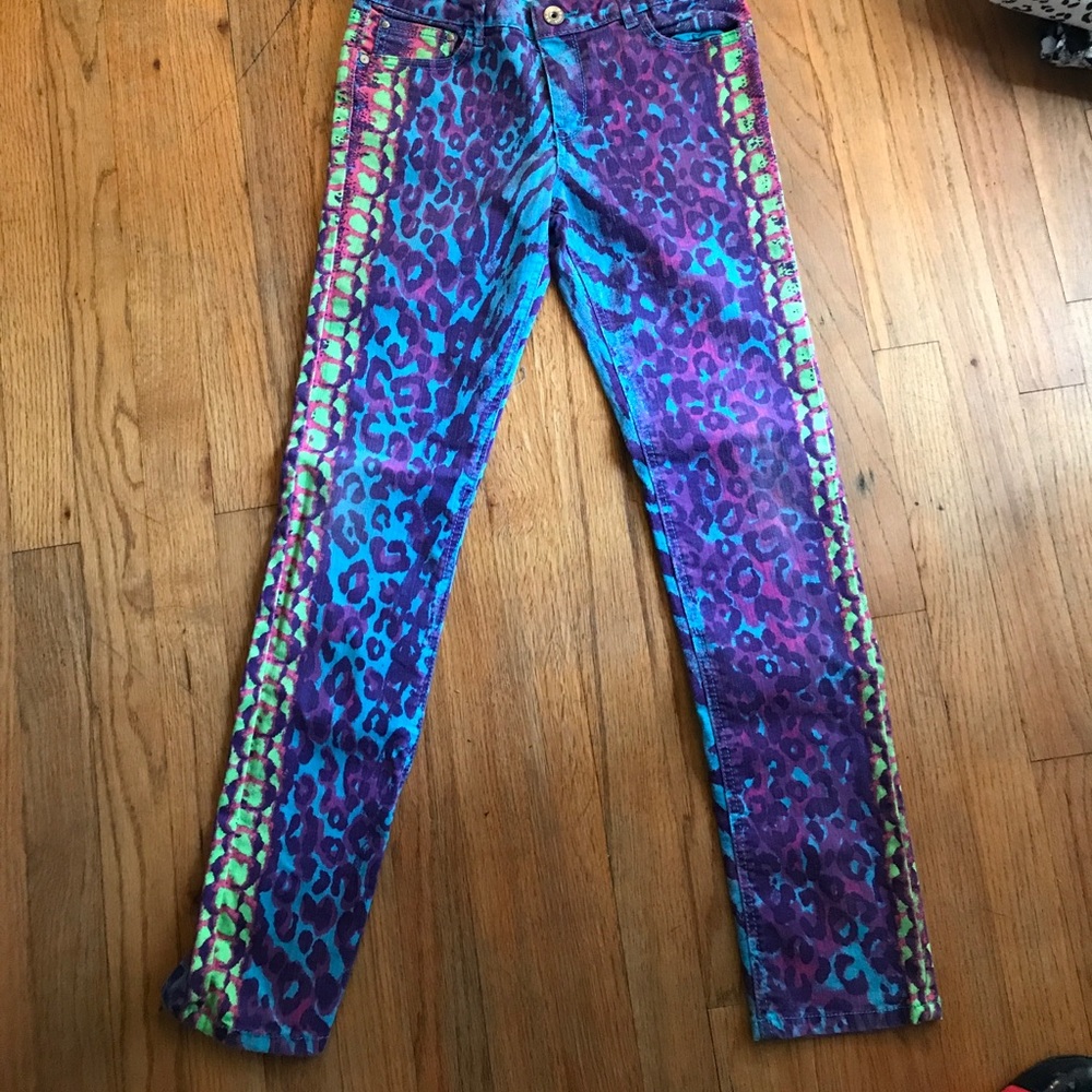 Purple, Blue cheetah denim jean w/ spots