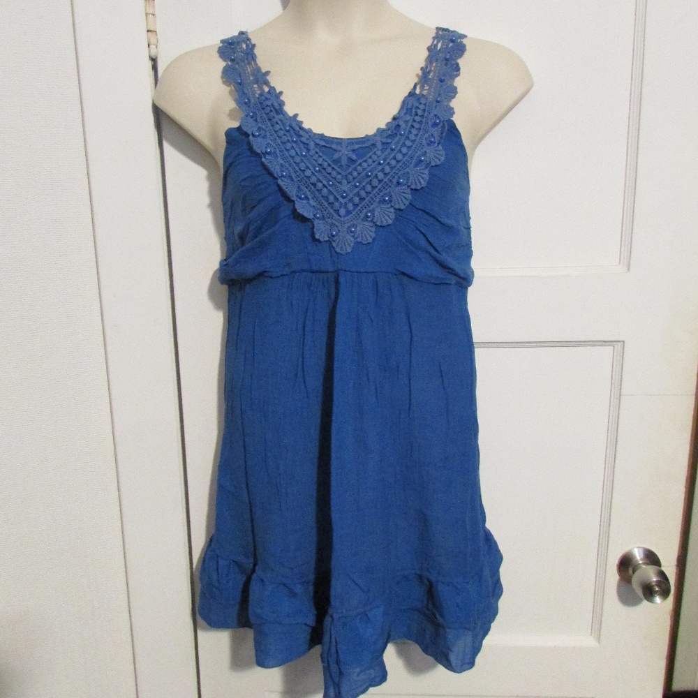 Blue Boho Halter Top