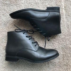 Black patent leather booties