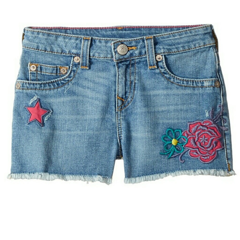 True Religion patched shorts