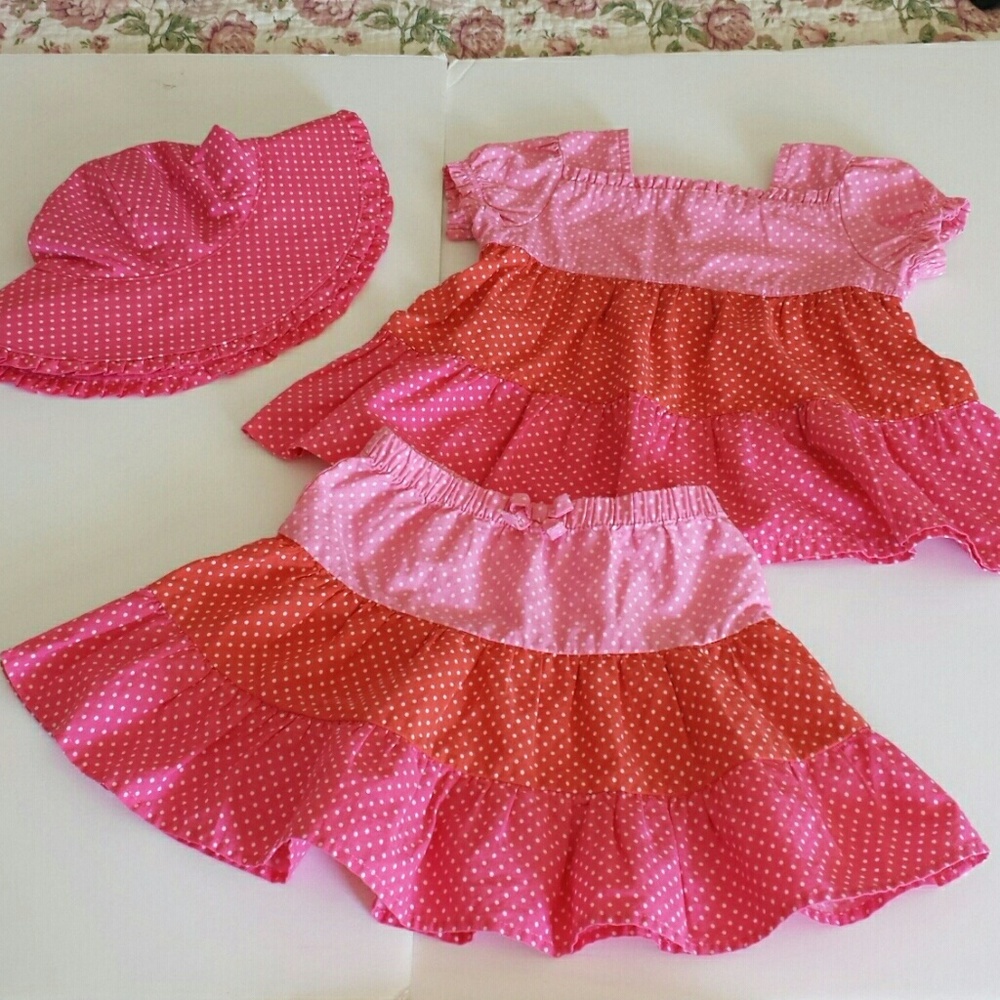 Gymboree Girls Skirt, Blouse and Sunhat Set