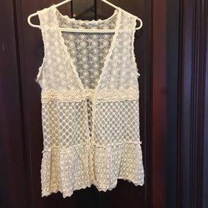 Floral lace sleeveless cardigan