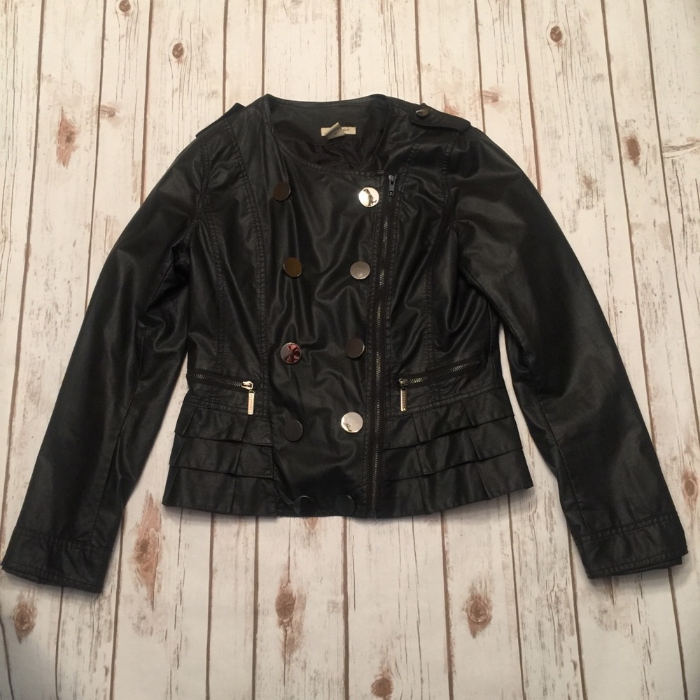 VERTIGO PARIS Faux Leather Peplum Jacket