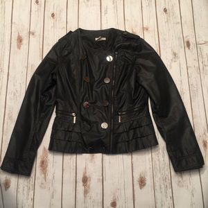 VERTIGO PARIS Faux Leather Peplum Jacket