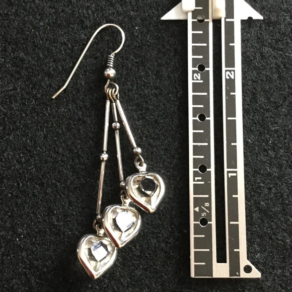 Crystal Heart & Sterling Drop Earrings - Picture 4 of 4