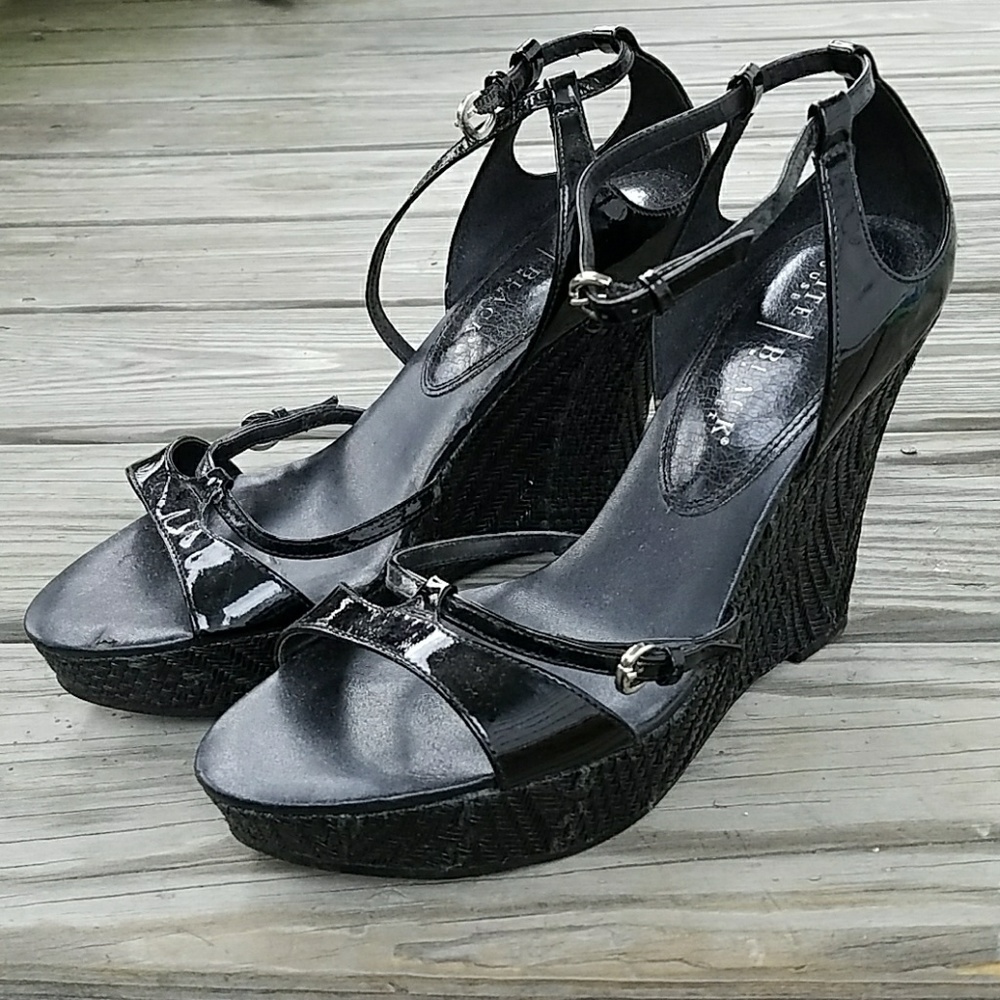 Black Straw Wedges