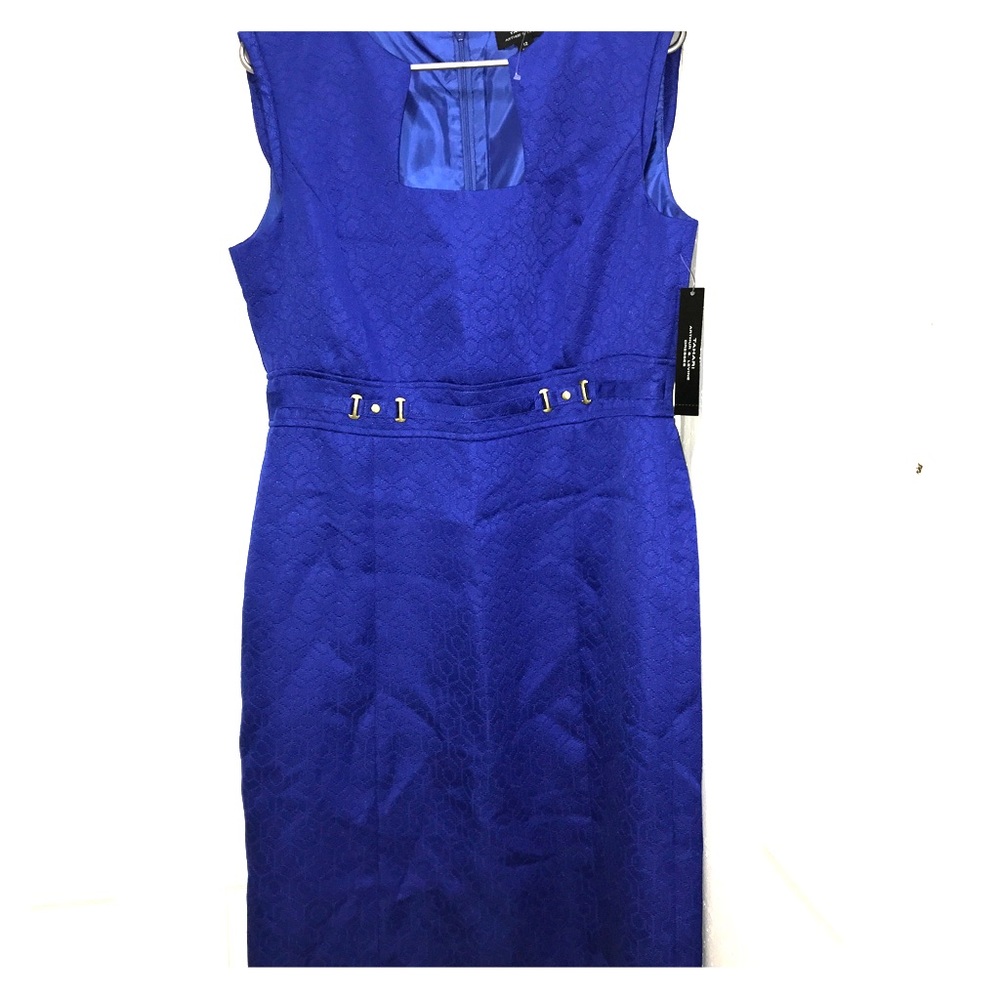 Tahari Royal Blue Dress With Gold Hardware