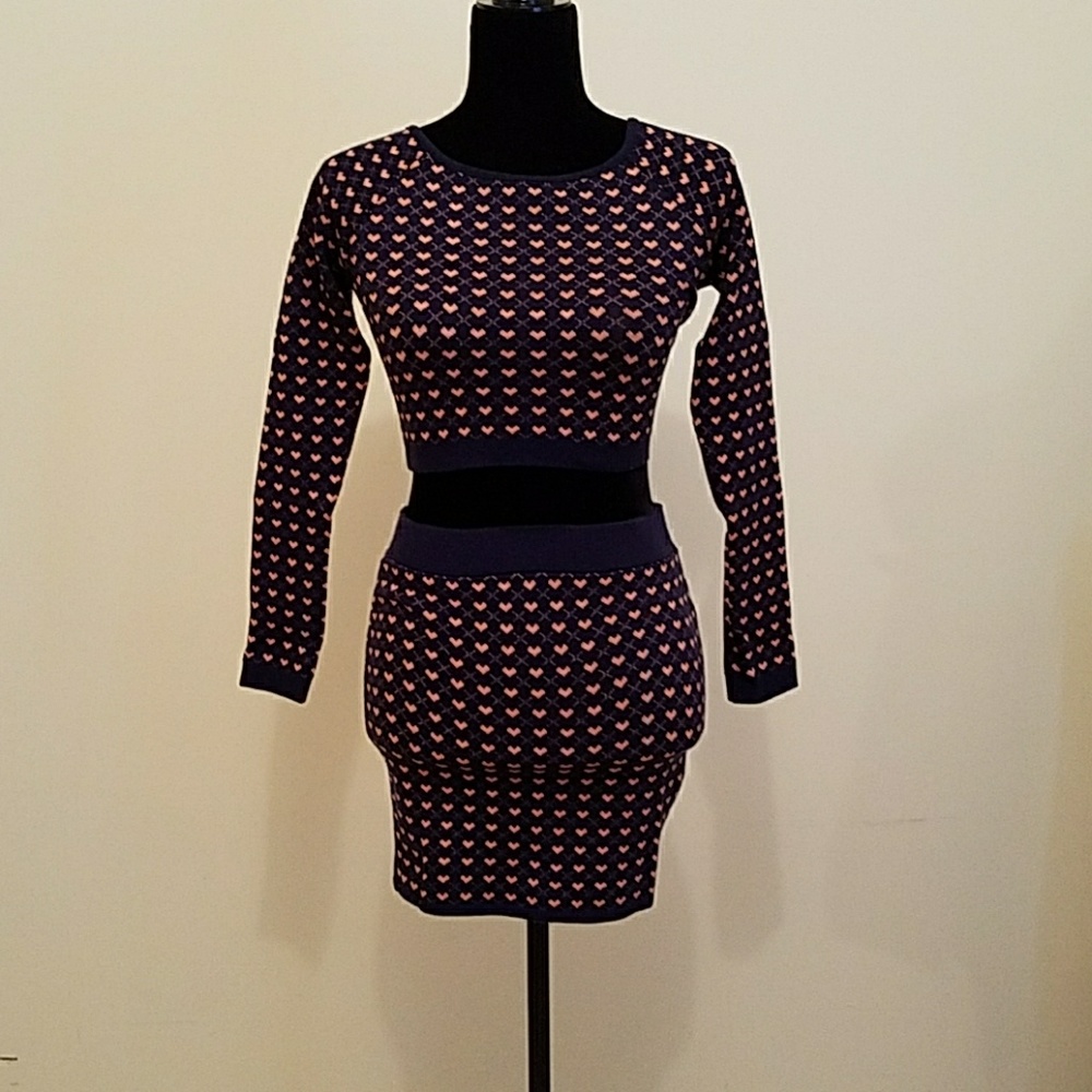 Bodycon long sleeve crop and skirt SET. NWOT
