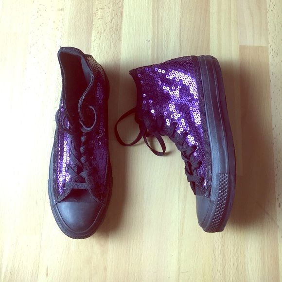 Converse Shoes - Converse Purple Black Hi Tops Sneakers Shoes