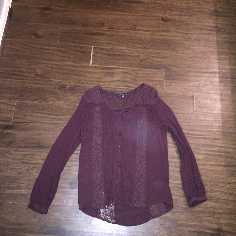 American eagle purple button down lace shirt