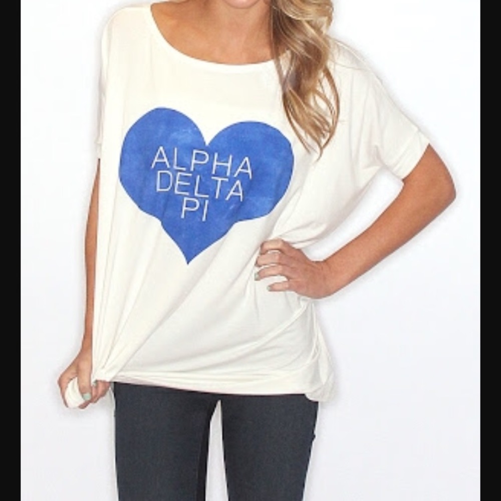 White Alpha Delta Pi Short Sleeve Piko Top