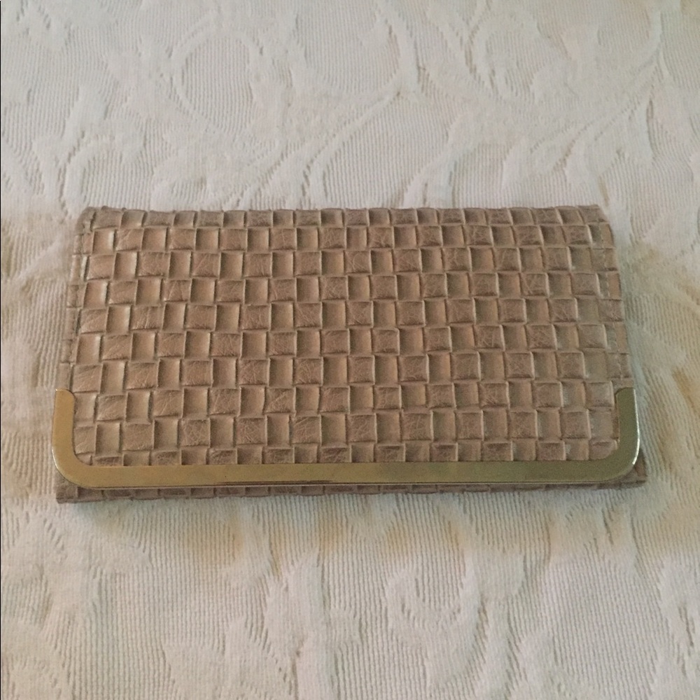 Taupe Leatherette Woven Wallet