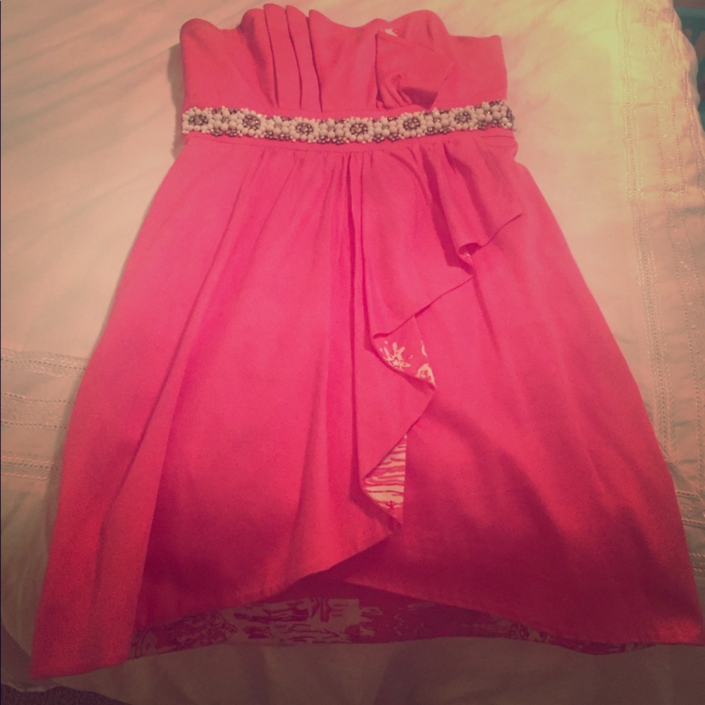 Lilly Pulitzer pink jeweled strapless size 6 dress