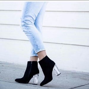 Suede Lucite Heel