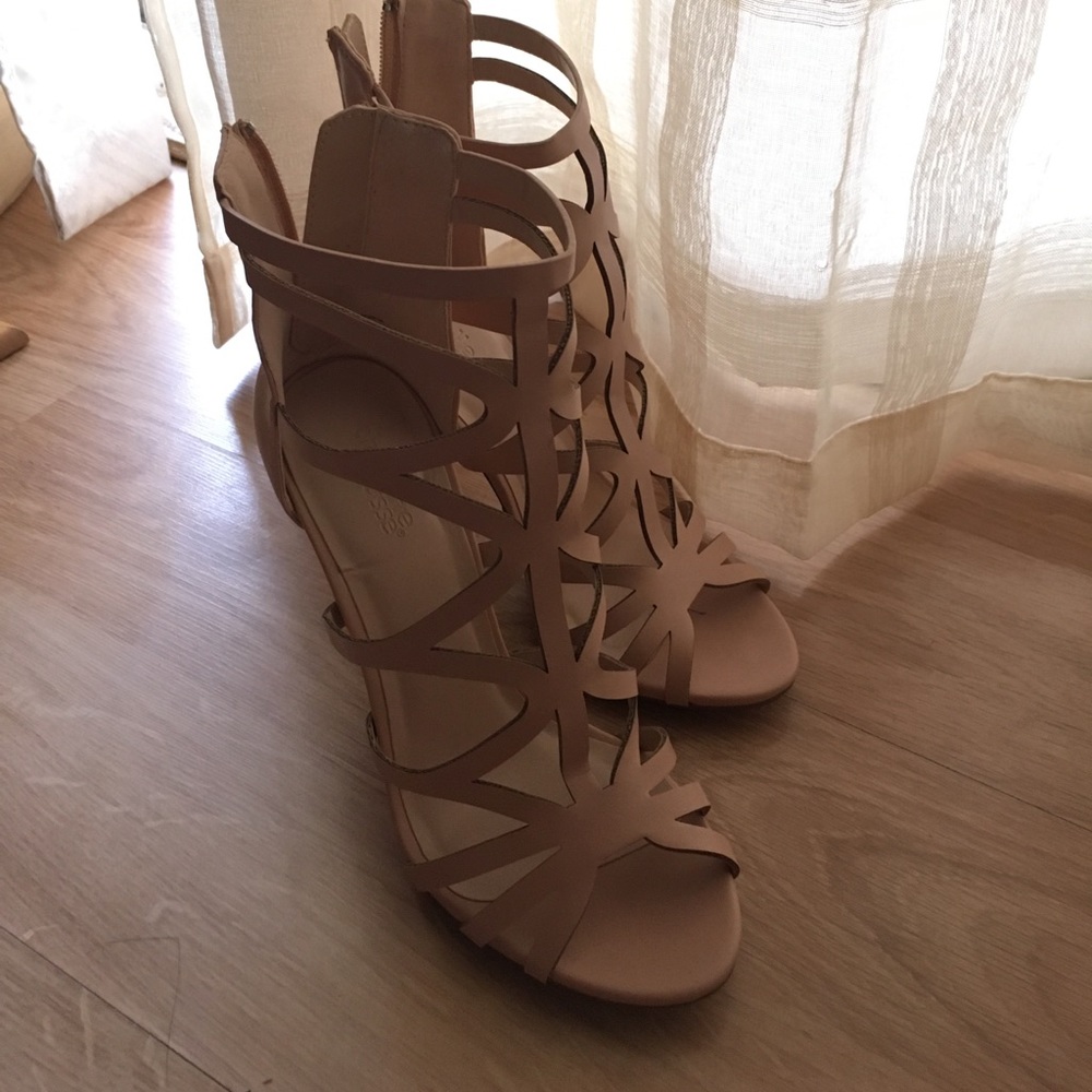 Strappy nude heels