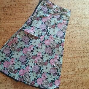 Floral A-line Skirt with Lace Detail Hem