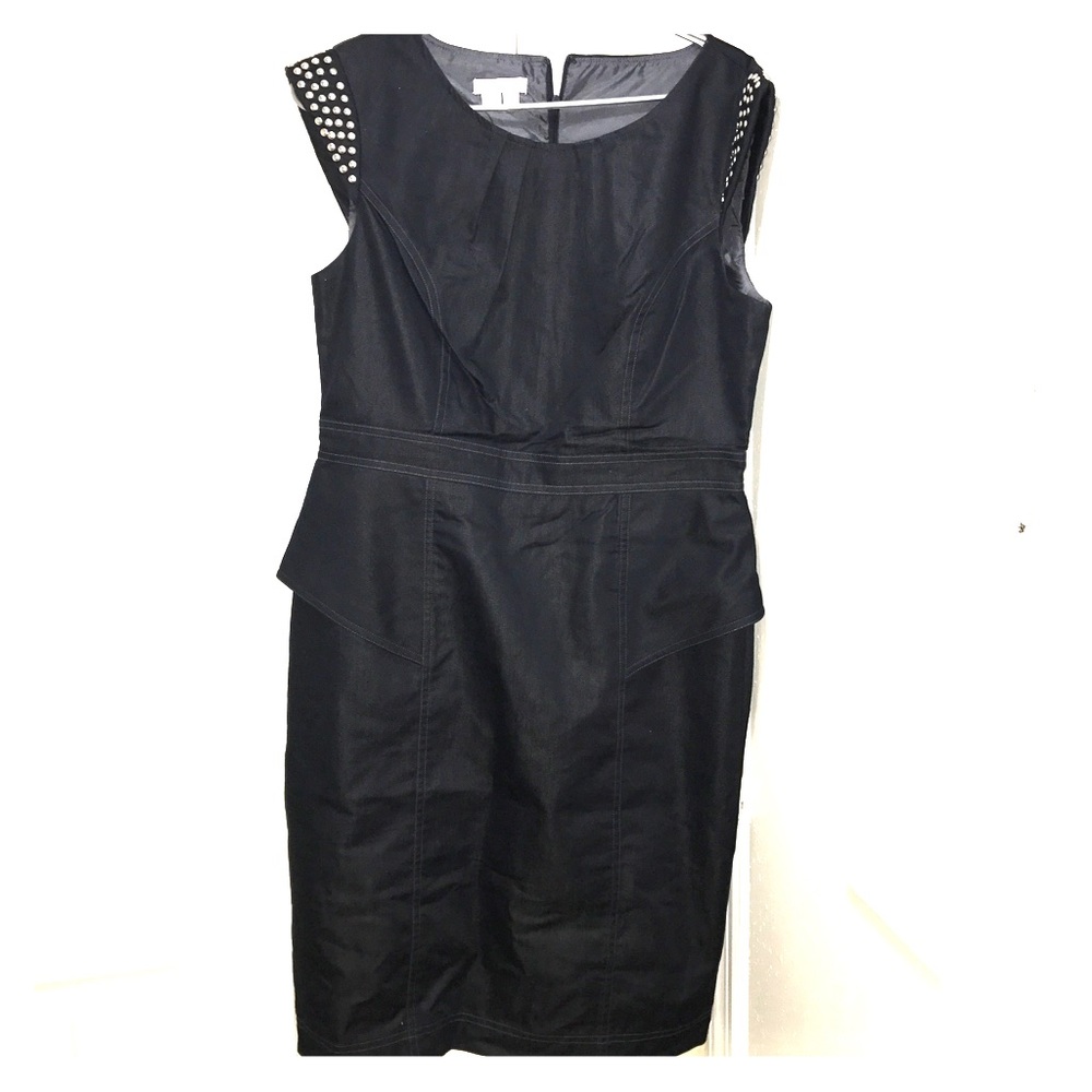 London Times Stretch Denim Dress Navy Blue