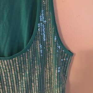 ANN TAYLOR Green sequined tank