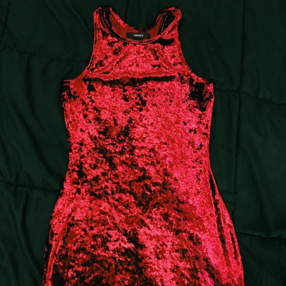Red velvet dress