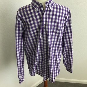Men's Charter Club purple and white checked shirt