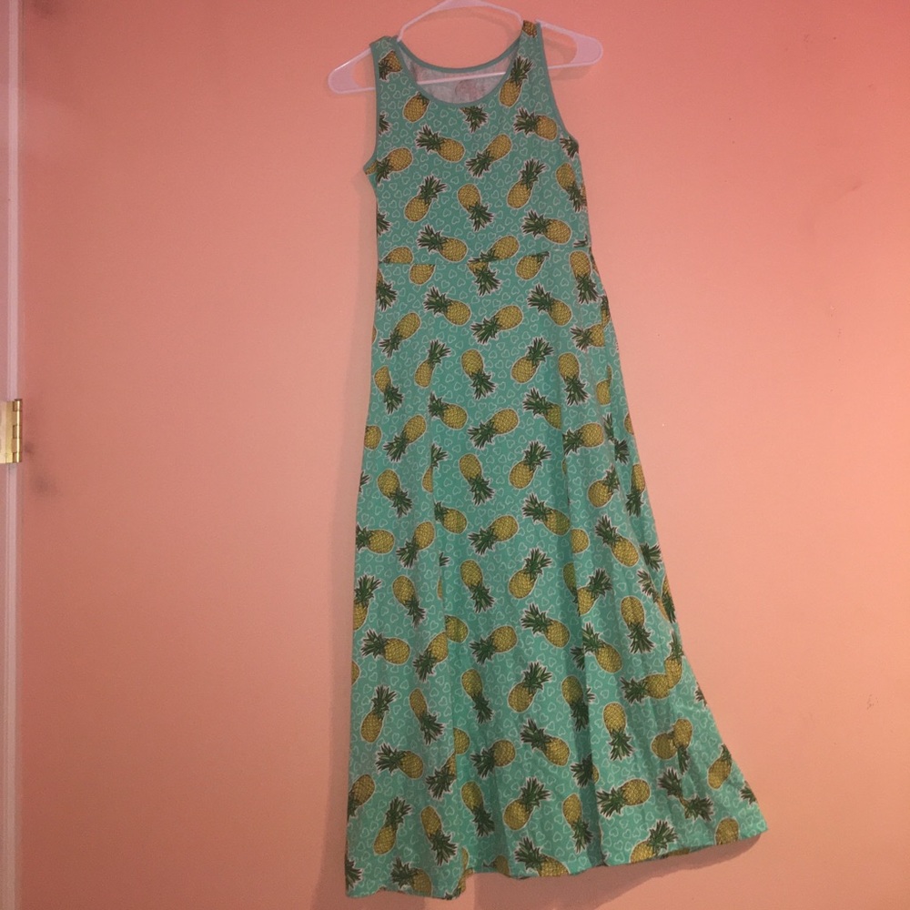 Loose summer pineapple blu dress