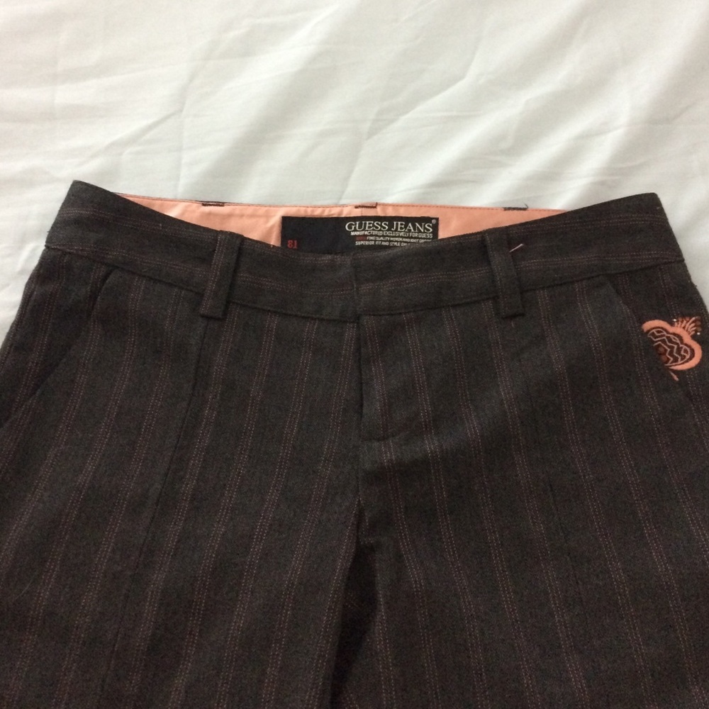 Gray and pink pinstripe Guess slacks