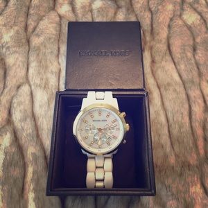 Micheal Kors White and Gold Watch