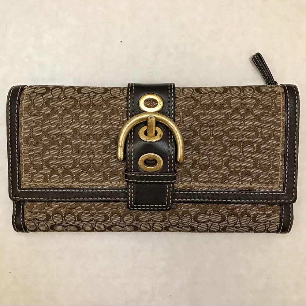 COACH SOHO CANVAS/LEATHER TRIFOLD CHECKBOOK WALLET